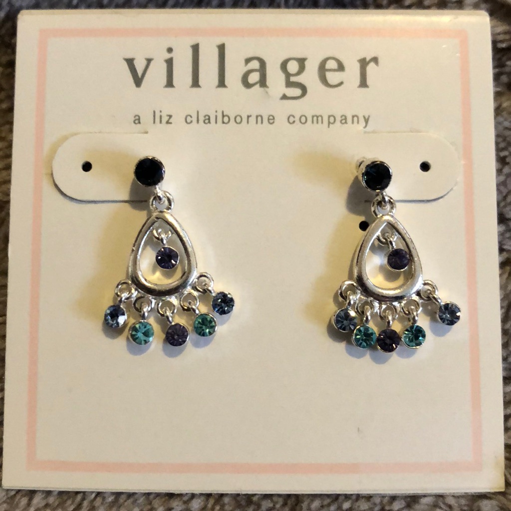Liz Claiborne Villager Dangling Blue Earrings